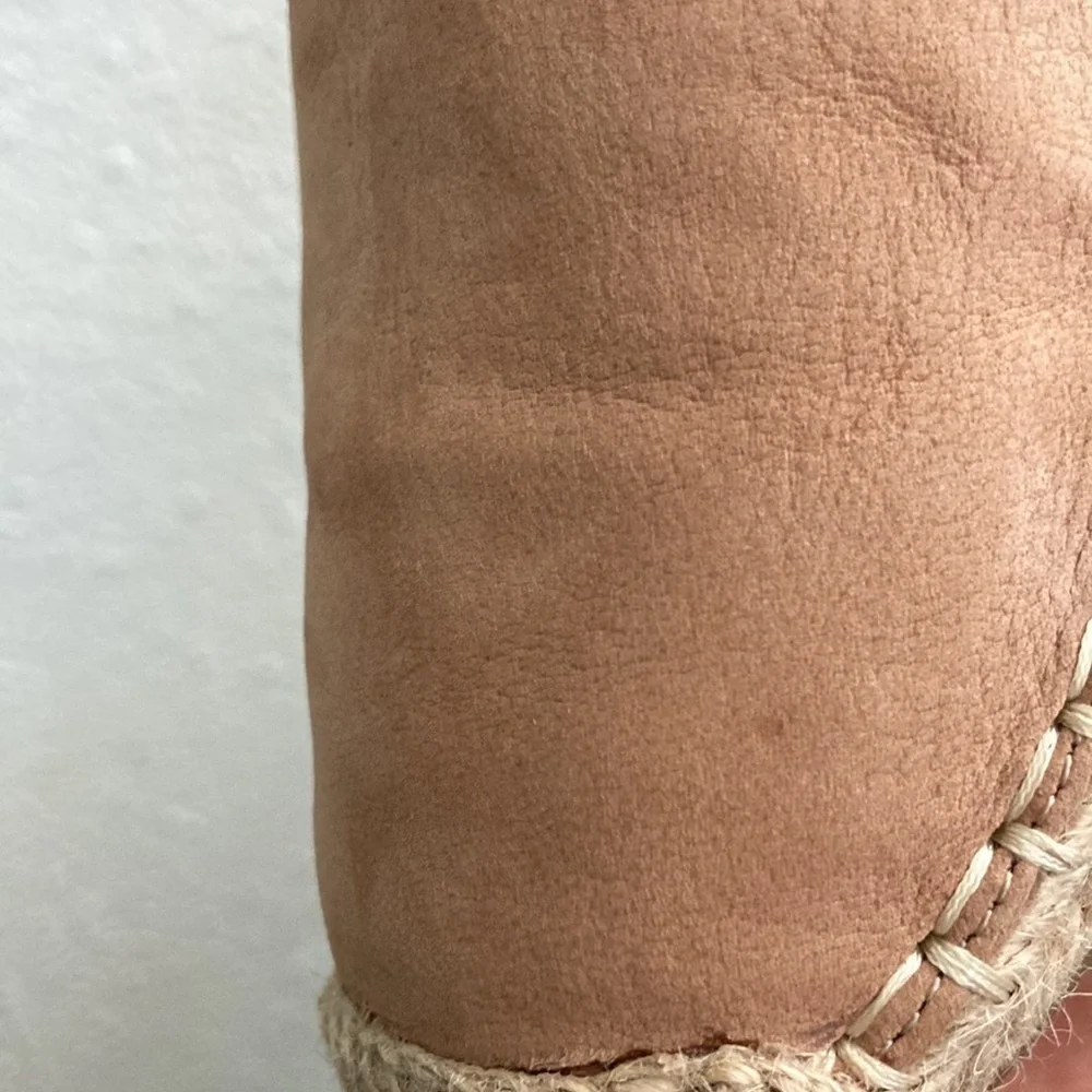 EILEEN Fisher lace up tan leather espadrille sandals 7 1/2